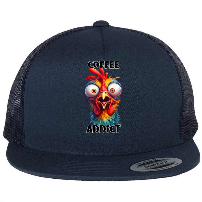 Coffee Addict Funny Turkey Flat Bill Trucker Hat