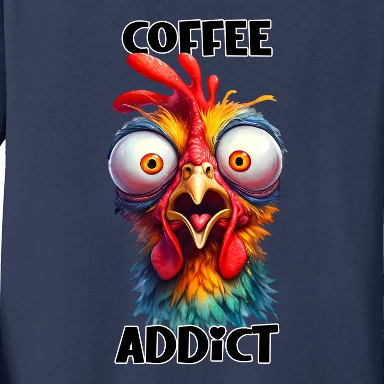 Coffee Addict Funny Turkey Kids Long Sleeve Shirt