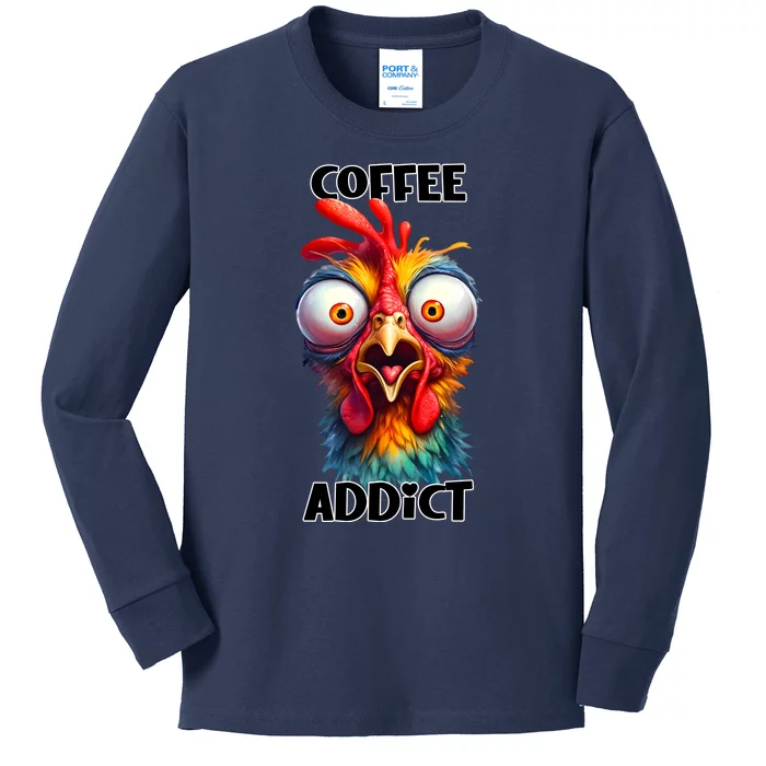 Coffee Addict Funny Turkey Kids Long Sleeve Shirt