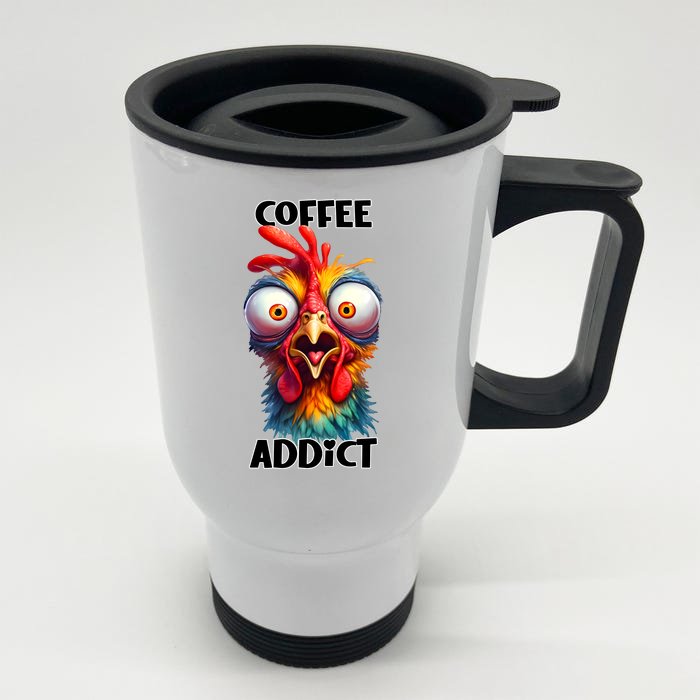 Coffee Addict Funny Turkey Front & Back Stainless Steel Travel Mug