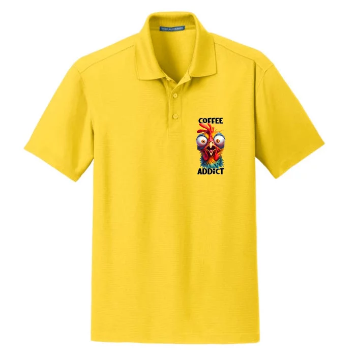 Coffee Addict Funny Turkey Dry Zone Grid Performance Polo