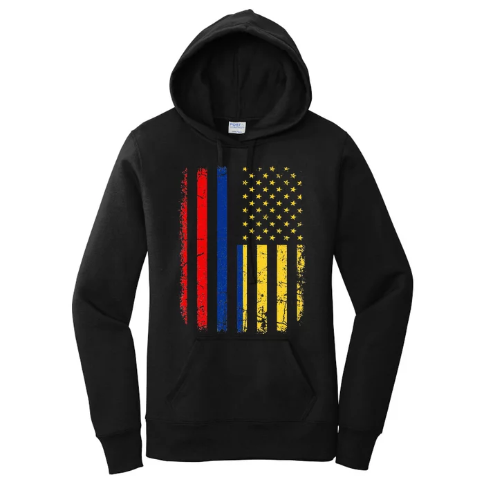 Colombian American Flag Colombian Roots Colombia America Women's Pullover Hoodie