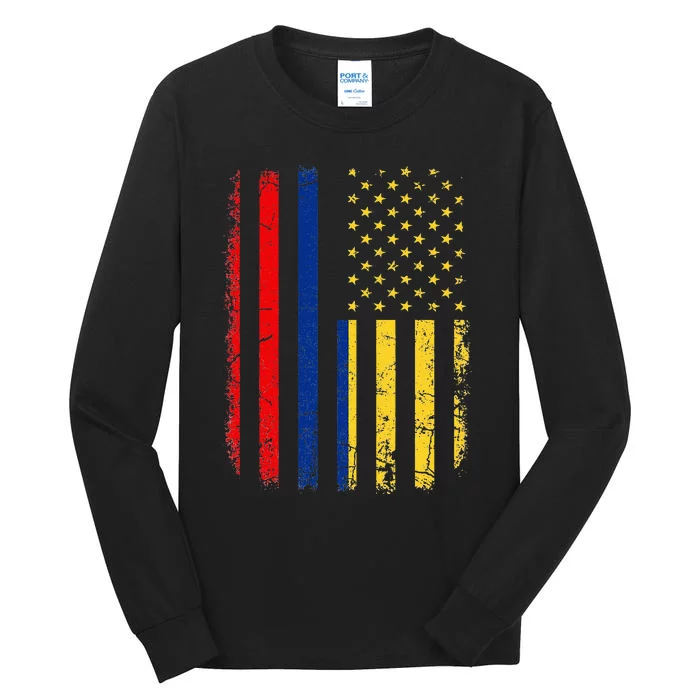 Colombian American Flag Colombian Roots Colombia America Tall Long Sleeve T-Shirt