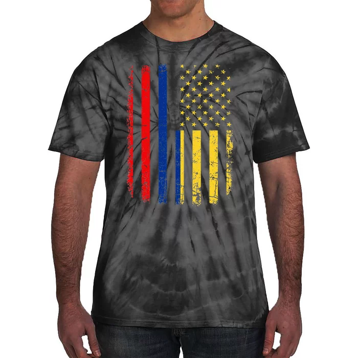 Colombian American Flag Colombian Roots Colombia America Tie-Dye T-Shirt