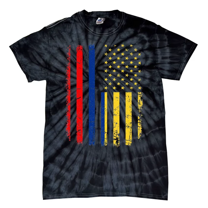 Colombian American Flag Colombian Roots Colombia America Tie-Dye T-Shirt