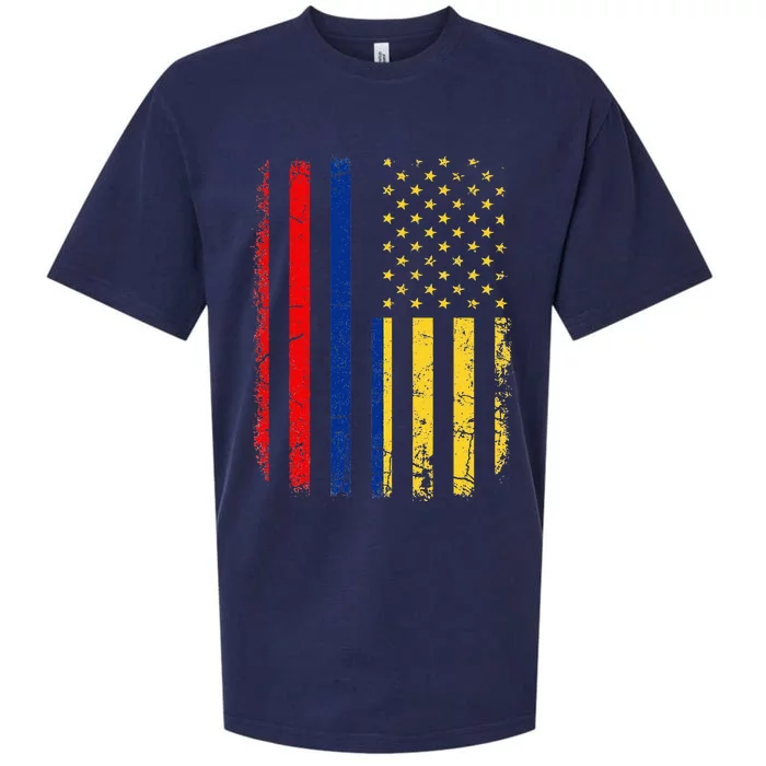 Colombian American Flag Colombian Roots Colombia America Sueded Cloud Jersey T-Shirt