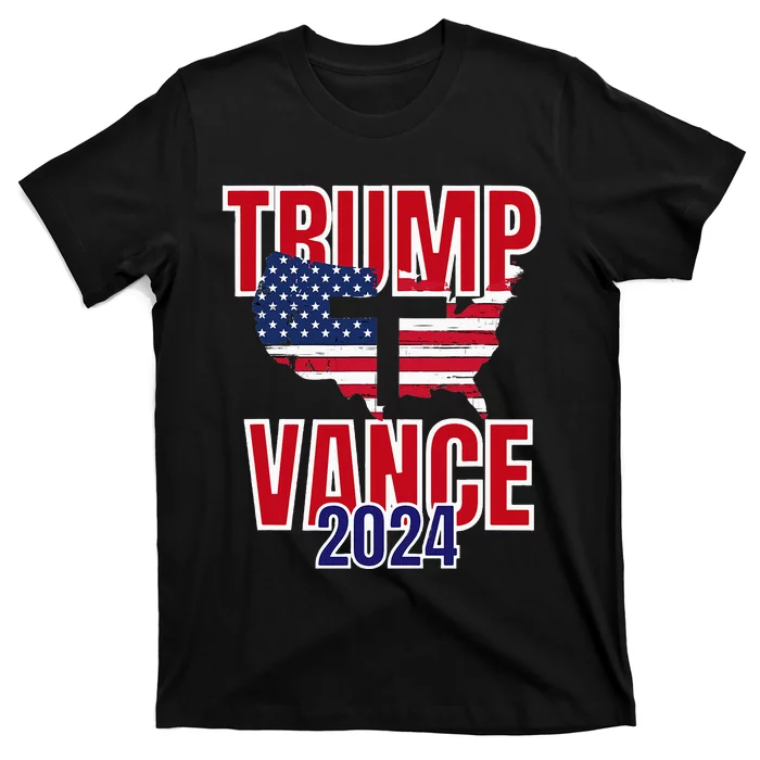 Christian Americans For Trump Vance Cross American Flag 2024 T-Shirt