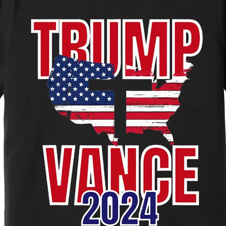 Christian Americans For Trump Vance Cross American Flag 2024 Premium T-Shirt