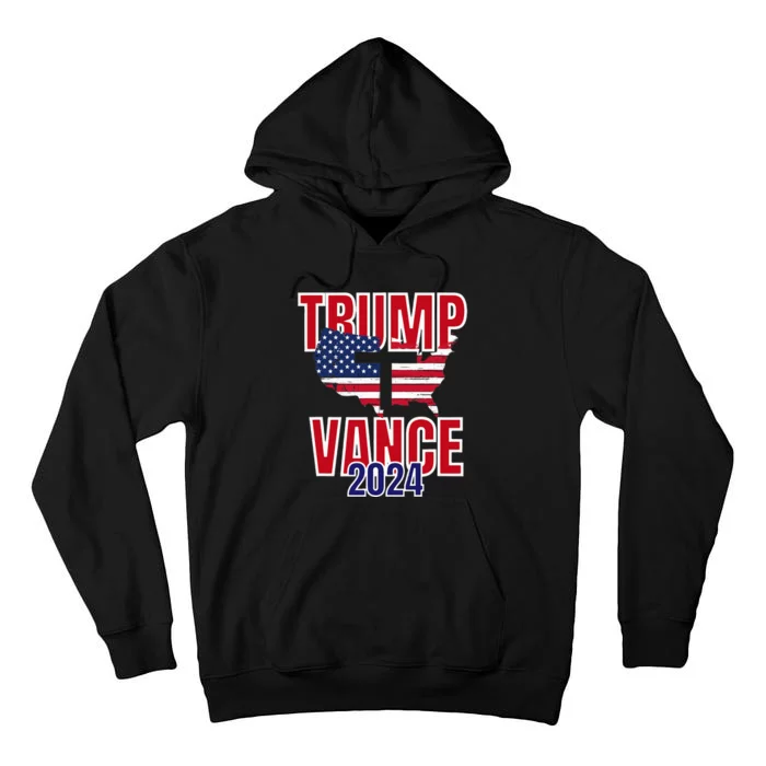 Christian Americans For Trump Vance Cross American Flag 2024 Tall Hoodie