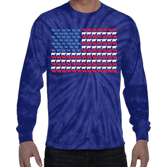 Cow American Flag Heifer US 4th Of July Farm Cattle USA Gift 2016 Tie-Dye Long Sleeve Shirt