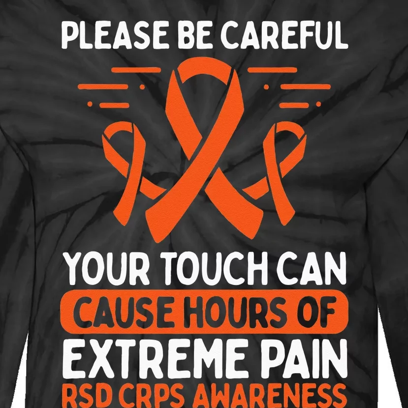 CRPS Awareness Fighter Disease RSD Warrior Orange Ribbon Tie-Dye Long Sleeve Shirt