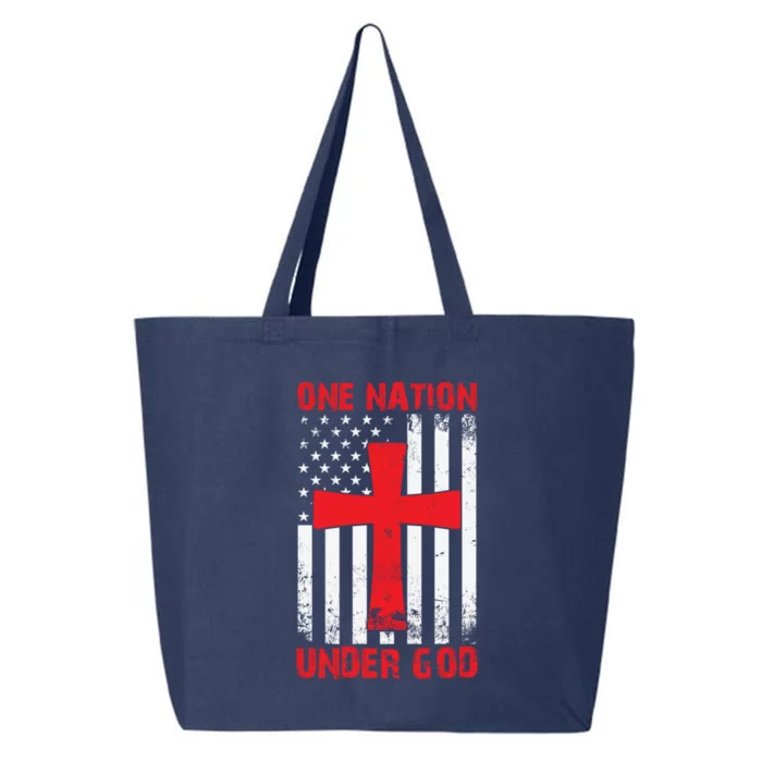 Christian American Flag One Nation Under God Funny Gift 25L Jumbo Tote