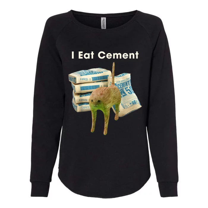 Classic Art Funny Catmeme Colorful Portrait I Eat Cement Womens California Wash Sweatshirt