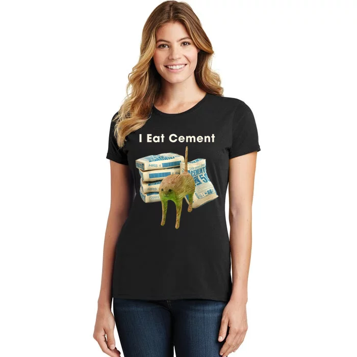 Classic Art Funny Catmeme Colorful Portrait I Eat Cement Women's T-Shirt