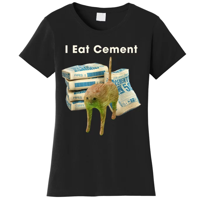 Classic Art Funny Catmeme Colorful Portrait I Eat Cement Women's T-Shirt