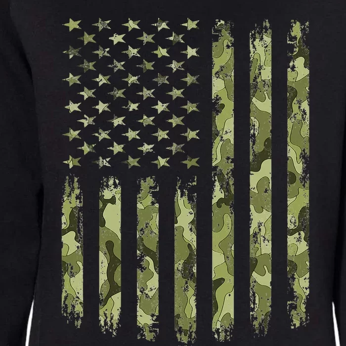 Camo American Flag Desert Green Camouflage Tactical Military Womens California Wash Sweatshirt