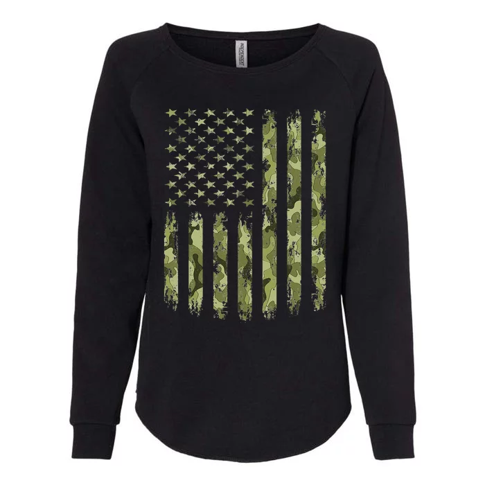 Camo American Flag Desert Green Camouflage Tactical Military Womens California Wash Sweatshirt