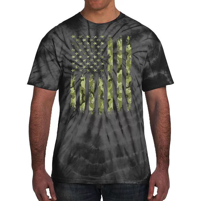 Camo American Flag Desert Green Camouflage Tactical Military Tie-Dye T-Shirt