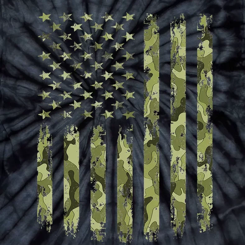 Camo American Flag Desert Green Camouflage Tactical Military Tie-Dye T-Shirt