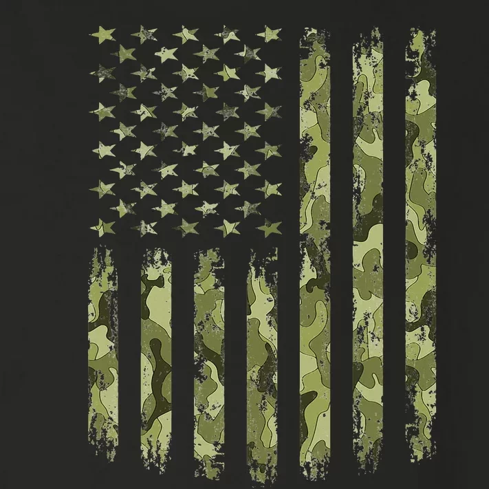 Camo American Flag Desert Green Camouflage Tactical Military Toddler Long Sleeve Shirt