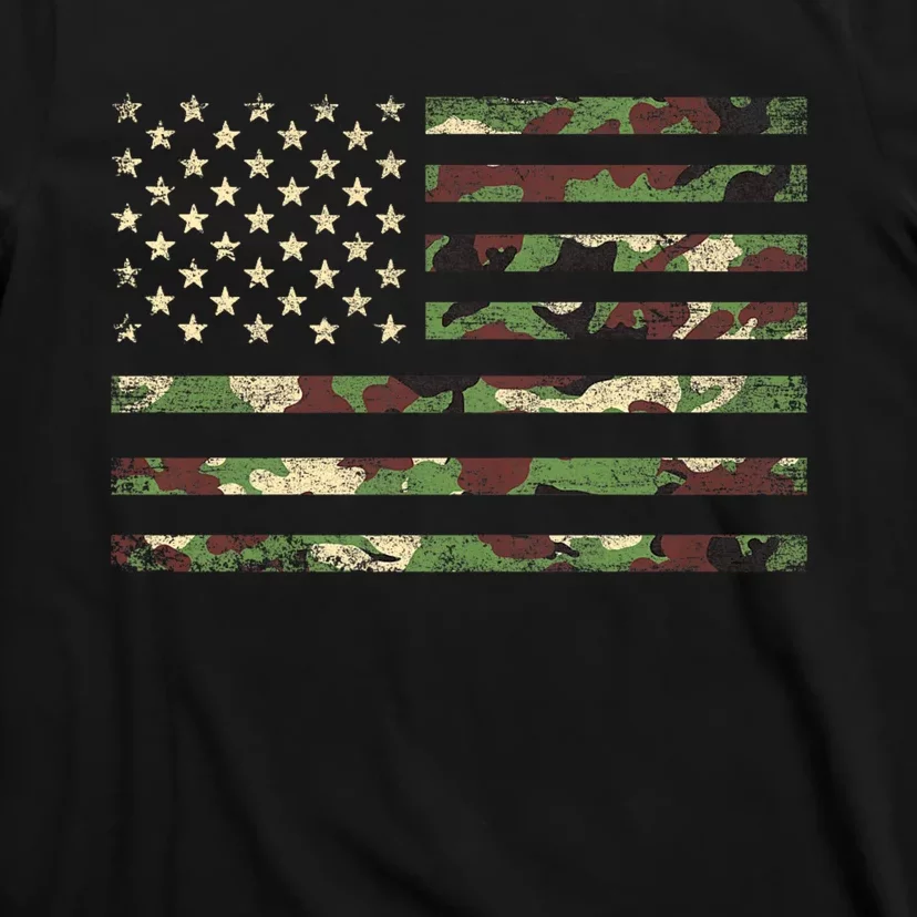 Camo American Flag Usa Military Tactical Camouflage Desert T-Shirt