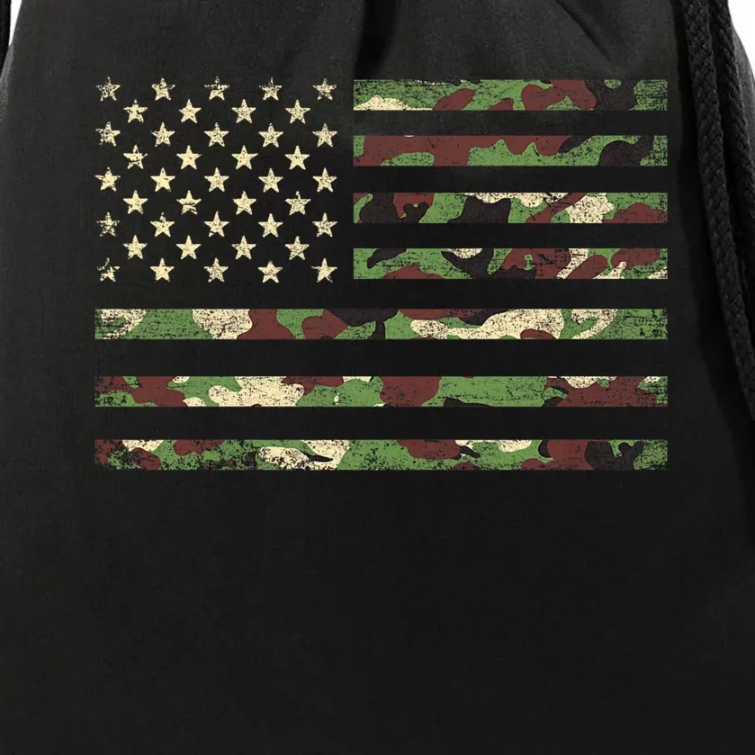 Camo American Flag Usa Military Tactical Camouflage Desert Drawstring Bag