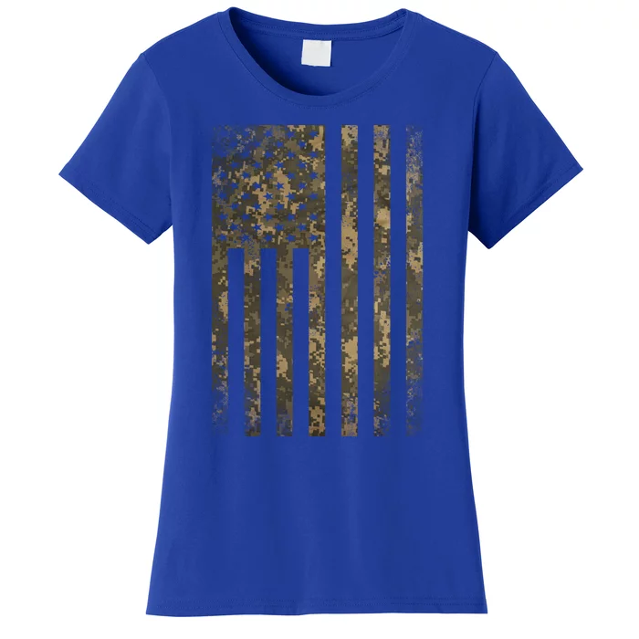 Camouflage American Flag Print Camo Military Tactical Funny Gift Women's T-Shirt