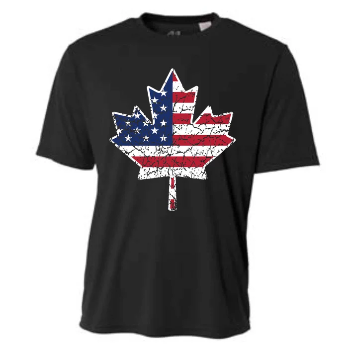 Canadian American Flag - Canada and US Flag Gift Cooling Performance Crew T-Shirt