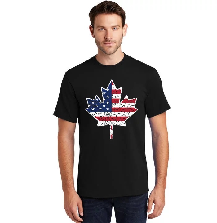 Canadian American Flag - Canada and US Flag Gift Tall T-Shirt