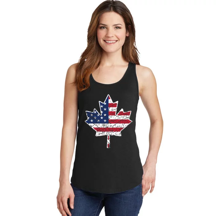 Canadian American Flag - Canada and US Flag Gift Ladies Essential Tank