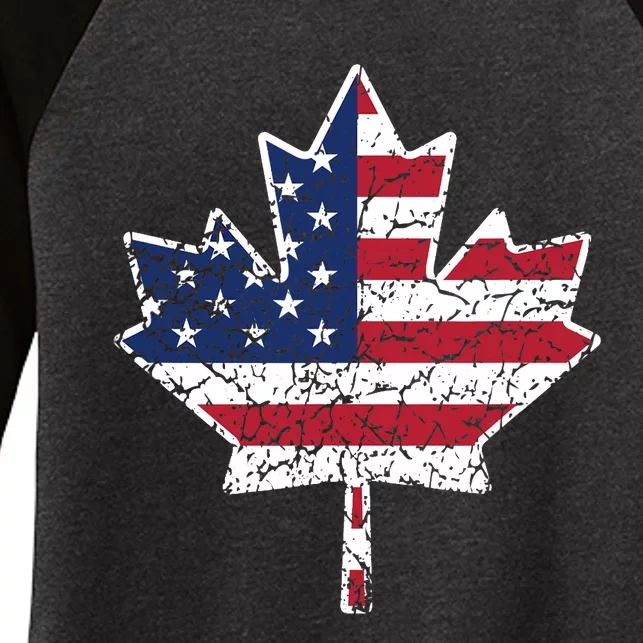 Canadian American Flag - Canada and US Flag Gift Women's Tri-Blend 3/4-Sleeve Raglan Shirt