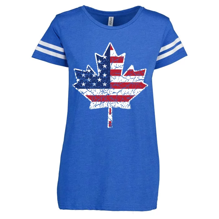 Canadian American Flag - Canada and US Flag Gift Enza Ladies Jersey Football T-Shirt