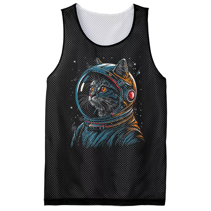 Cat Astronaut Funny Animal Design Mesh Reversible Basketball Jersey Tank