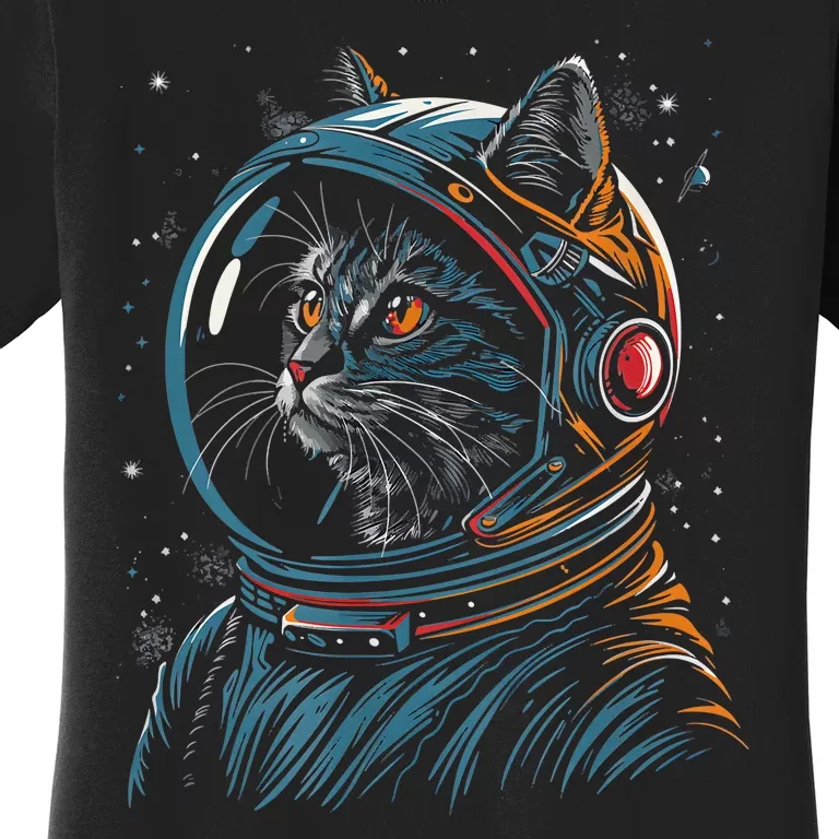 Cat Astronaut Funny Animal Design Women's T-Shirt