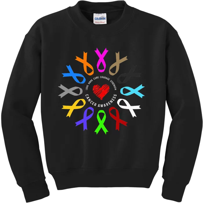 Cancer Awareness Fight Cancer Ribbon Kids Sweatshirt