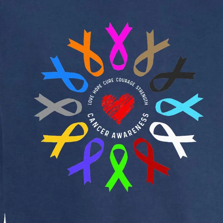 Cancer Awareness Fight Cancer Ribbon Garment-Dyed Sweatshirt