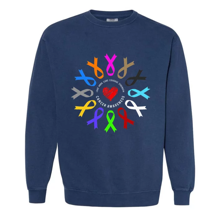 Cancer Awareness Fight Cancer Ribbon Garment-Dyed Sweatshirt