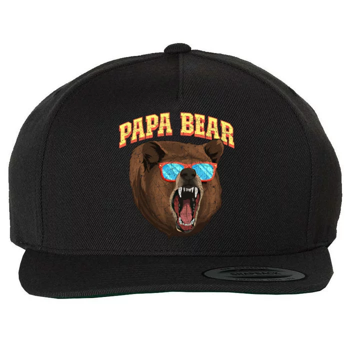 Cool Animal Fathers Day Sunglasses Bear Family Papa Bear Gift Wool Snapback Cap