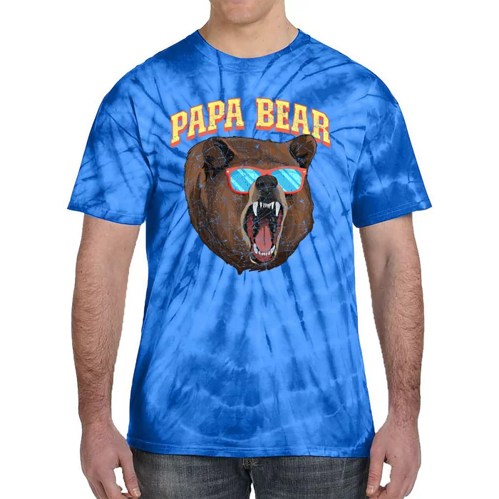 Cool Animal Fathers Day Sunglasses Bear Family Papa Bear Gift Tie-Dye T-Shirt