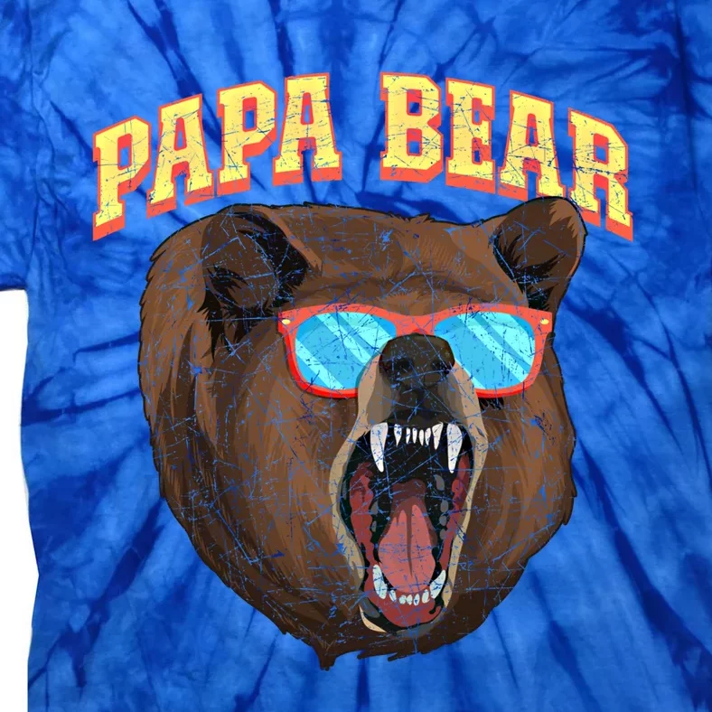 Cool Animal Fathers Day Sunglasses Bear Family Papa Bear Gift Tie-Dye T-Shirt