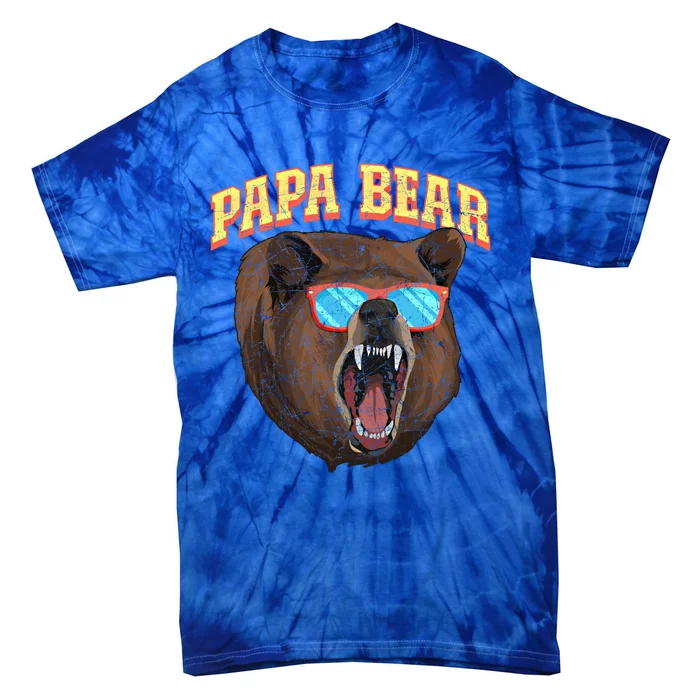 Cool Animal Fathers Day Sunglasses Bear Family Papa Bear Gift Tie-Dye T-Shirt