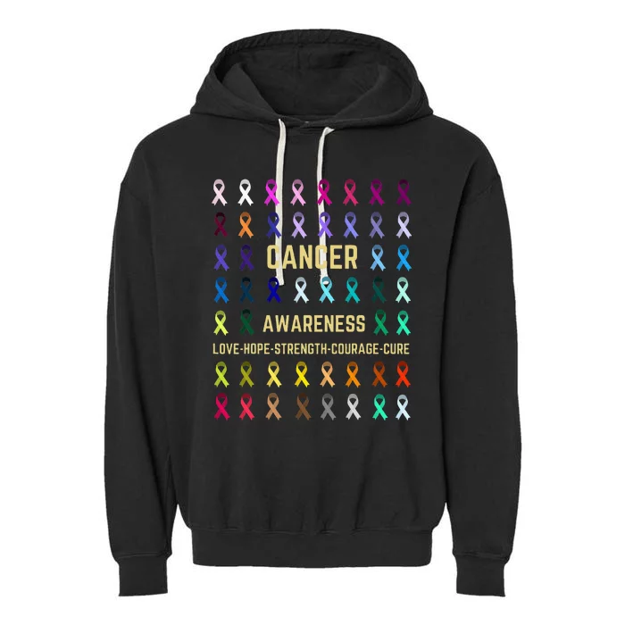 Cancer Awareness Fight Cancer In All Ribbon Color Supporter Garment-Dyed Fleece Hoodie