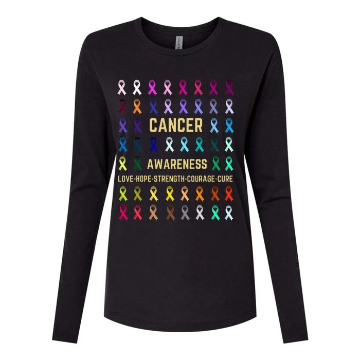 Cancer Awareness Fight Cancer In All Ribbon Color Supporter Womens Cotton Relaxed Long Sleeve T-Shirt