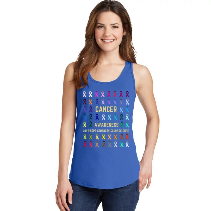 Cancer Awareness Fight Cancer In All Ribbon Color Supporter Ladies Essential Tank