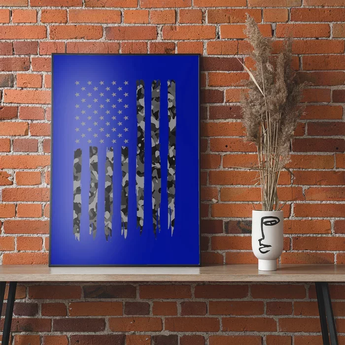 Camo American Flag Gray American Flag Camo Poster