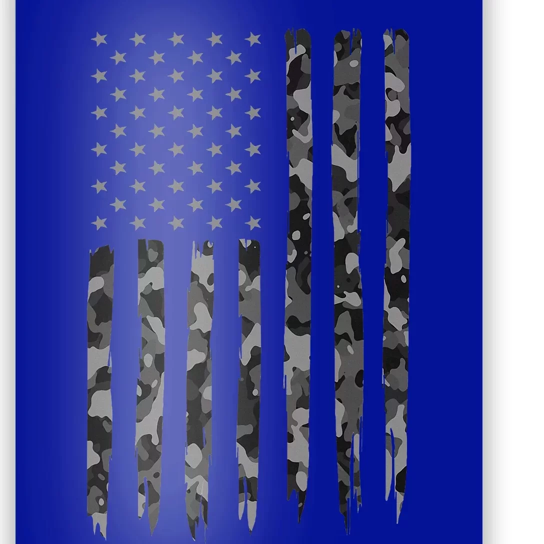 Camo American Flag Gray American Flag Camo Poster