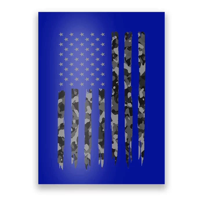 Camo American Flag Gray American Flag Camo Poster