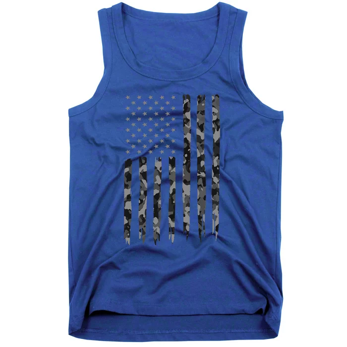 Camo American Flag Gray American Flag Camo Tank Top