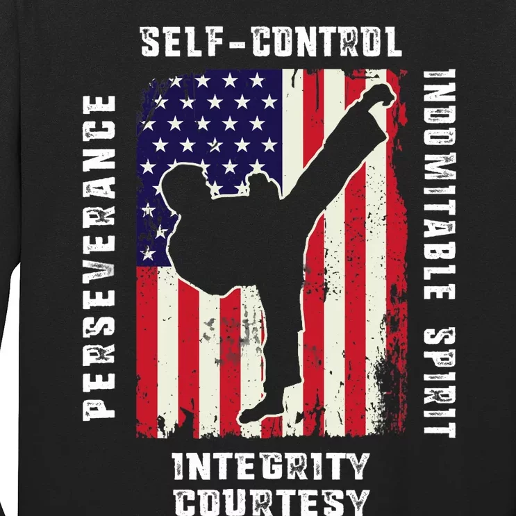 Cool American Flag Taekwondo Gift | Tae Kwon Do Martial Arts Long Sleeve Shirt