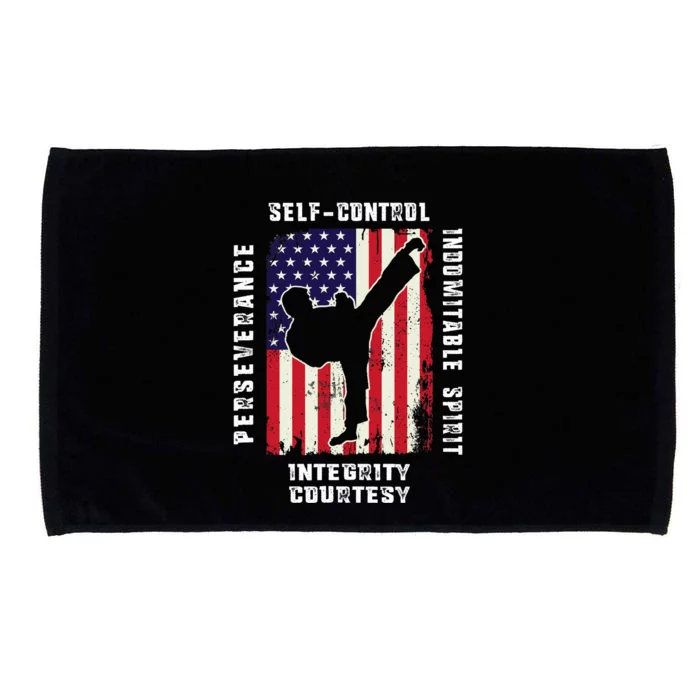 Cool American Flag Taekwondo Gift | Tae Kwon Do Martial Arts Microfiber Hand Towel